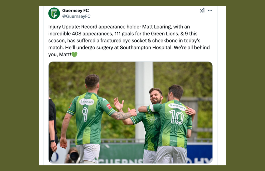 Guernsey FC Wish Loaring Speedy Recovery Bailiwick Express