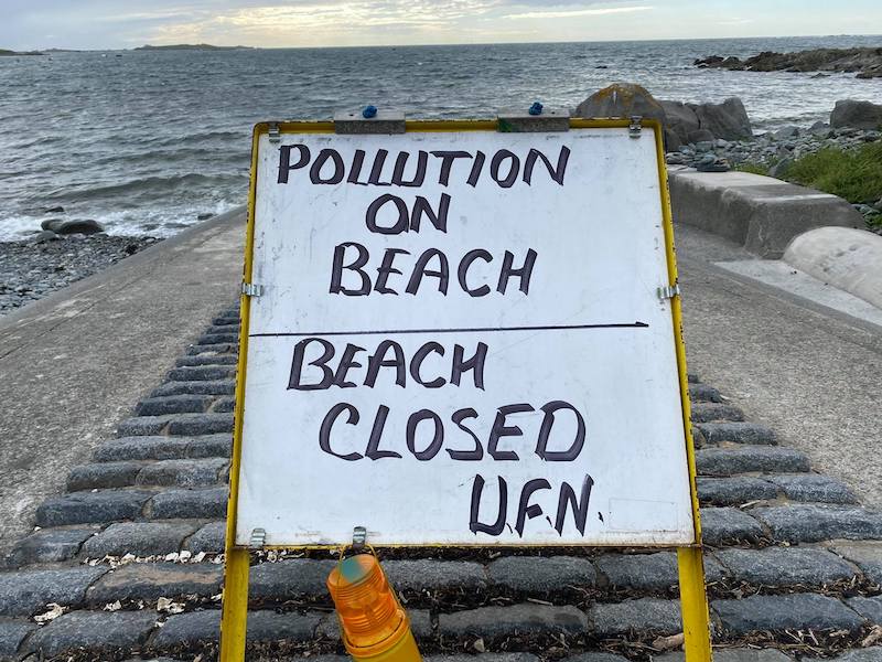 perelle bay beach closed pollution 