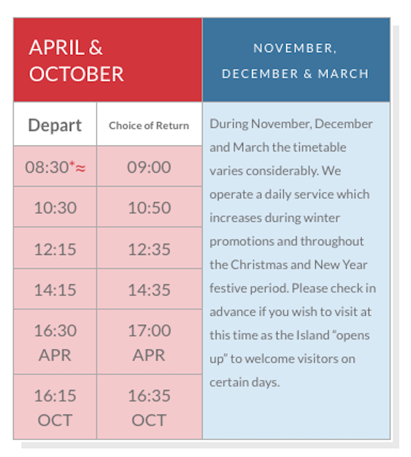 travel trident April and October schedule