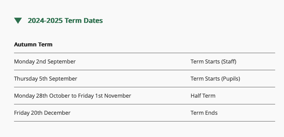 term dates