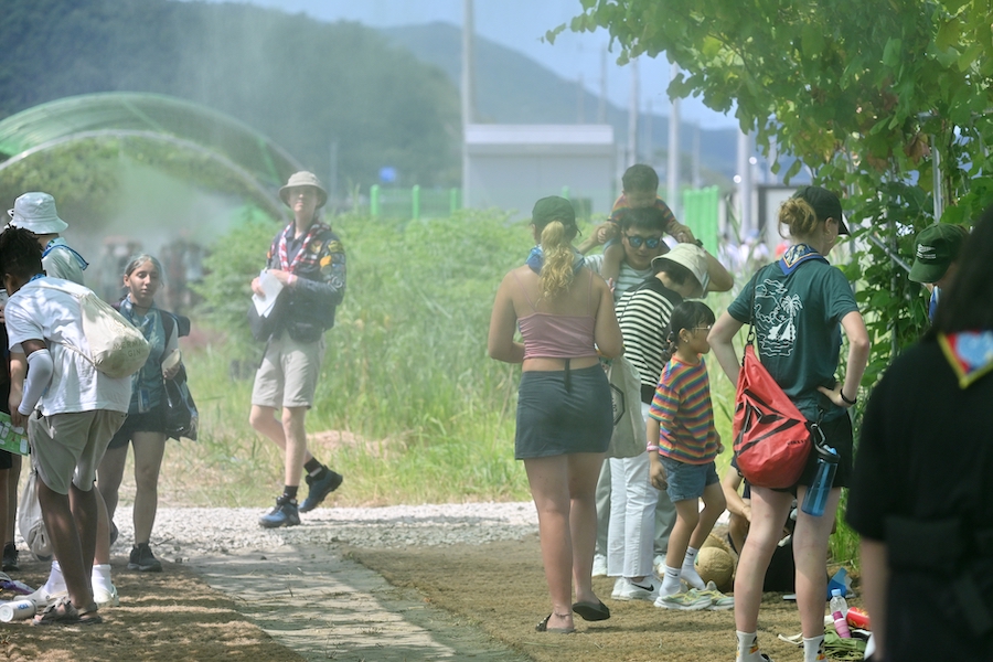 Scouts from around the world are taking a break at the 25th World Scout Jamboree 2023 Saemangeum held on August 4, 2023 in Buan, Jeonbuk, South Korea.