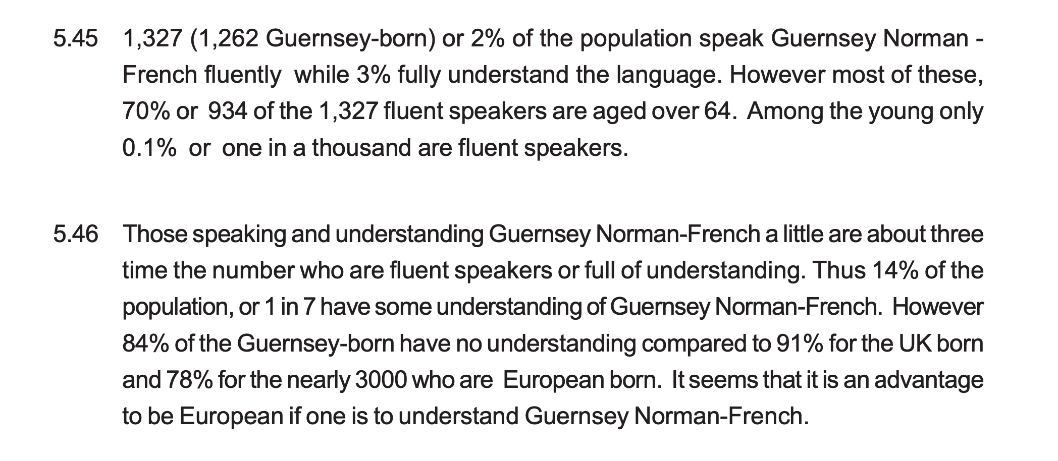 2001 census Guernsey French Guernesiais