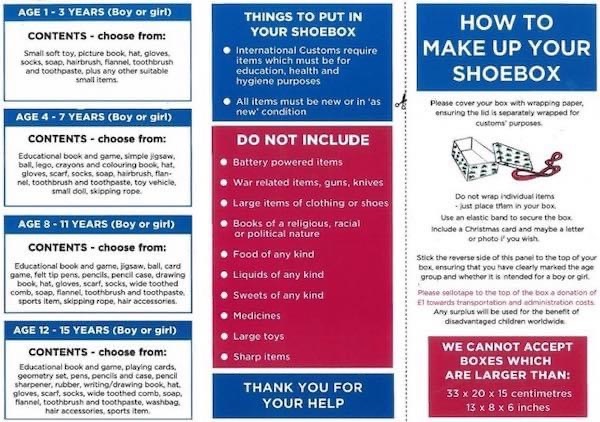 shoebox appeal leaflet