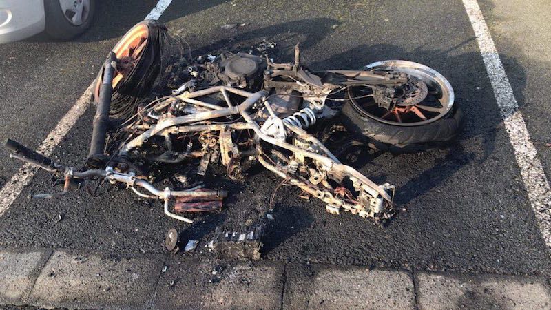 Police investigate as bike goes up in flames