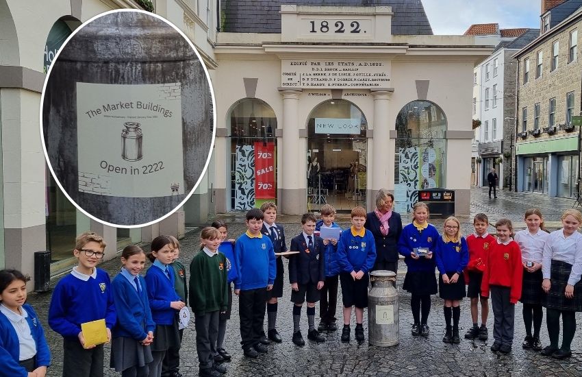 Students fill milk churn time capsule – to be opened in 2222