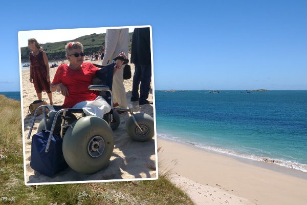 Beach wheelchair gets grandmother to Herm wedding