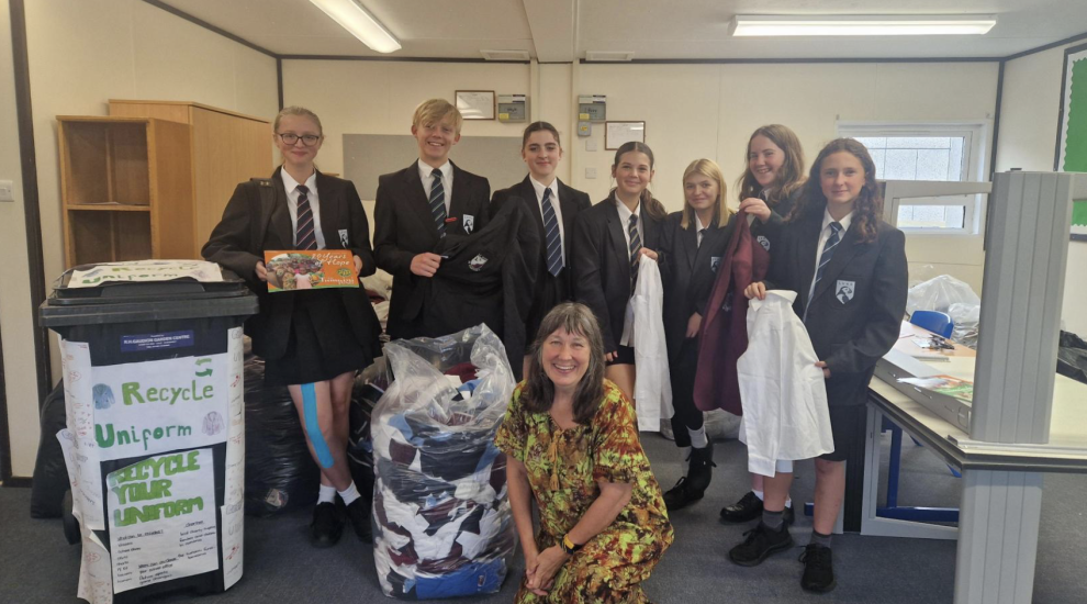 Used school uniforms being donated to the Tumaini Fund and Friends of Romania