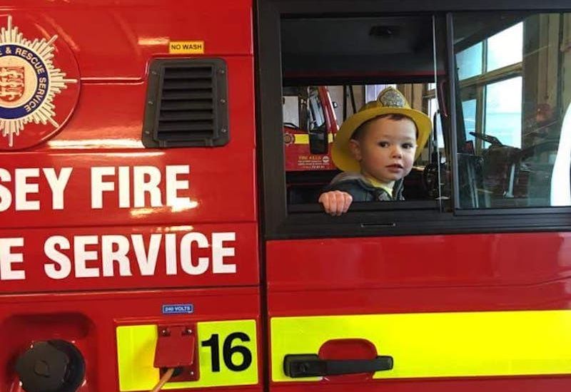 Budding fireman thanks emergency services