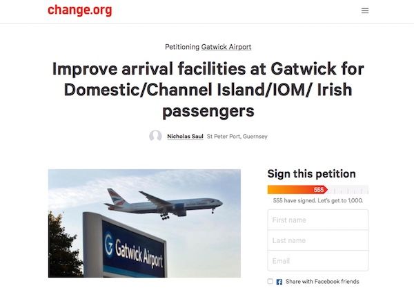 Petition to improve Gatwick Arrivals for Channel Islands