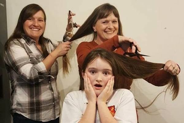 Family hair cut for charity