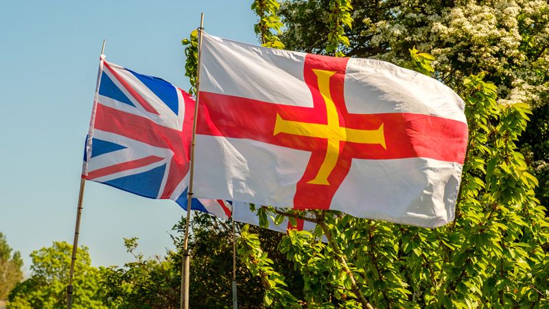 Guernsey flag flying proudly for Liberation Day