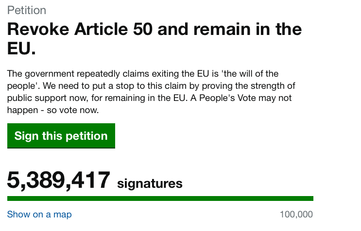 Island support for anti-Brexit petition continues