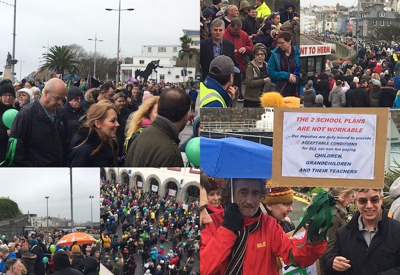 Thousands in march against two schools