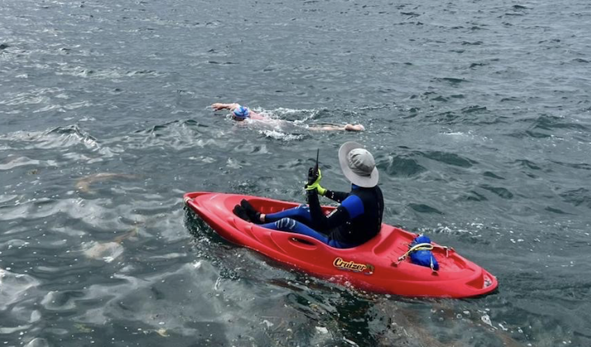 £8,500 and counting! The man who blitzed a round-Jersey swim for charity