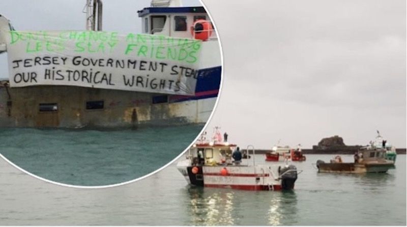 WATCH: French boats blockade Jersey harbour under Navy's watch