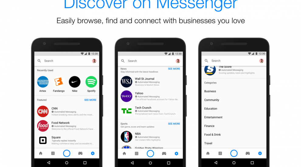 Facebook Messenger update adds Discover tab to find new chatbots