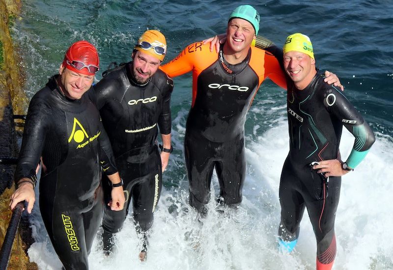 Round-Alderney swim ends with big smiles