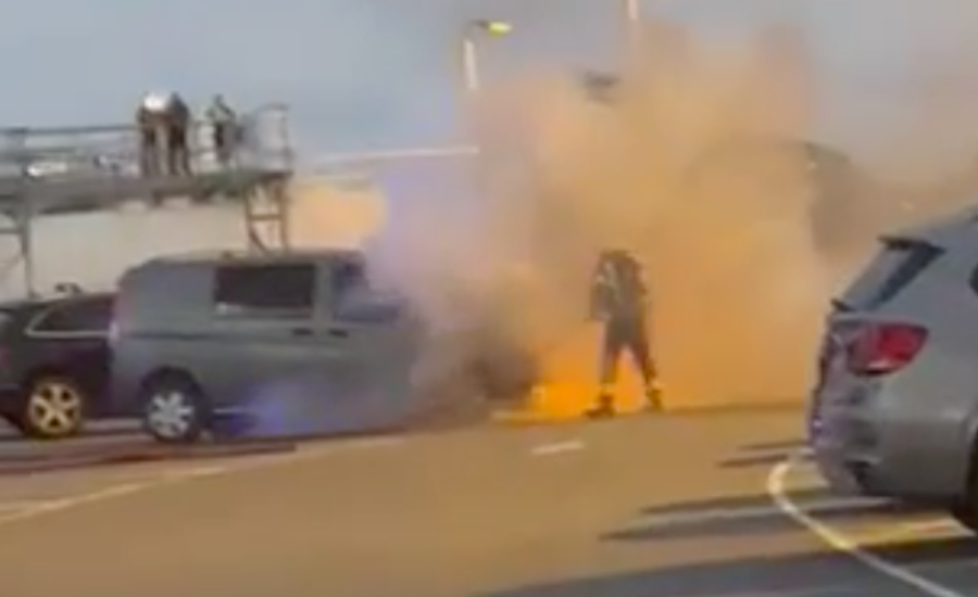 Early morning car fire at airport