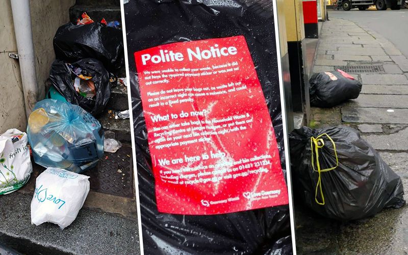 Sticker fail? Bin bags left across St Peter Port