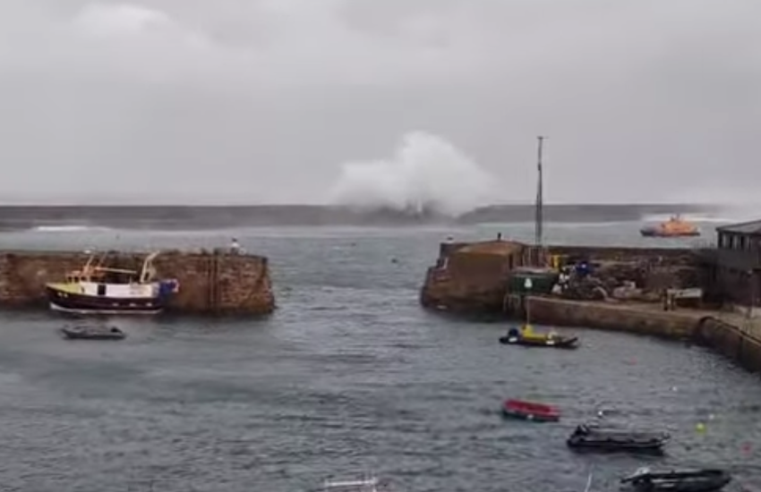 WATCH: Alderney's breakwater battered by Darragh