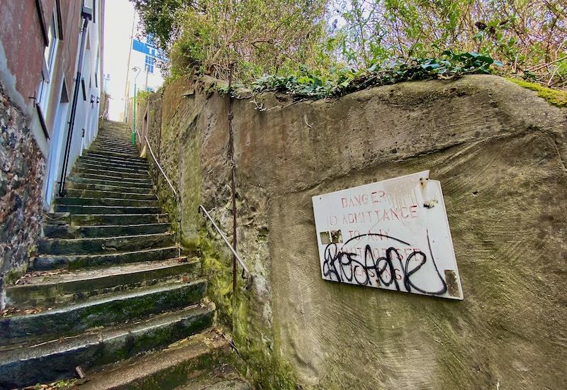 Town steps closed due to “falling objects”