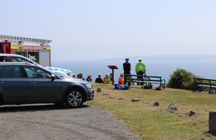 Cliff rescue underway