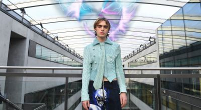 Liam Gallagher’s lookalike son Lennon models futuristic fashion