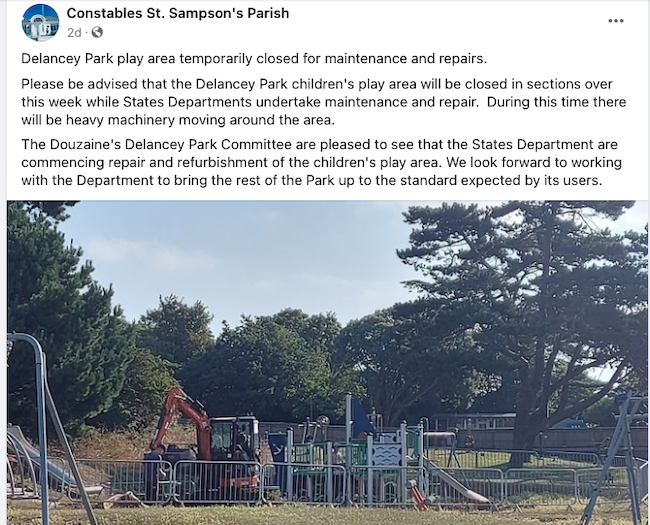 Repair work begins on the “neglected” play equipment at Delancey Park